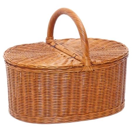Amazon ｌ ６２１ 籐 かご バスケット ハンドル ふた付き ピクニック 収納 小物 インテリア だ円型 ピクニックバスケット オンライン通販