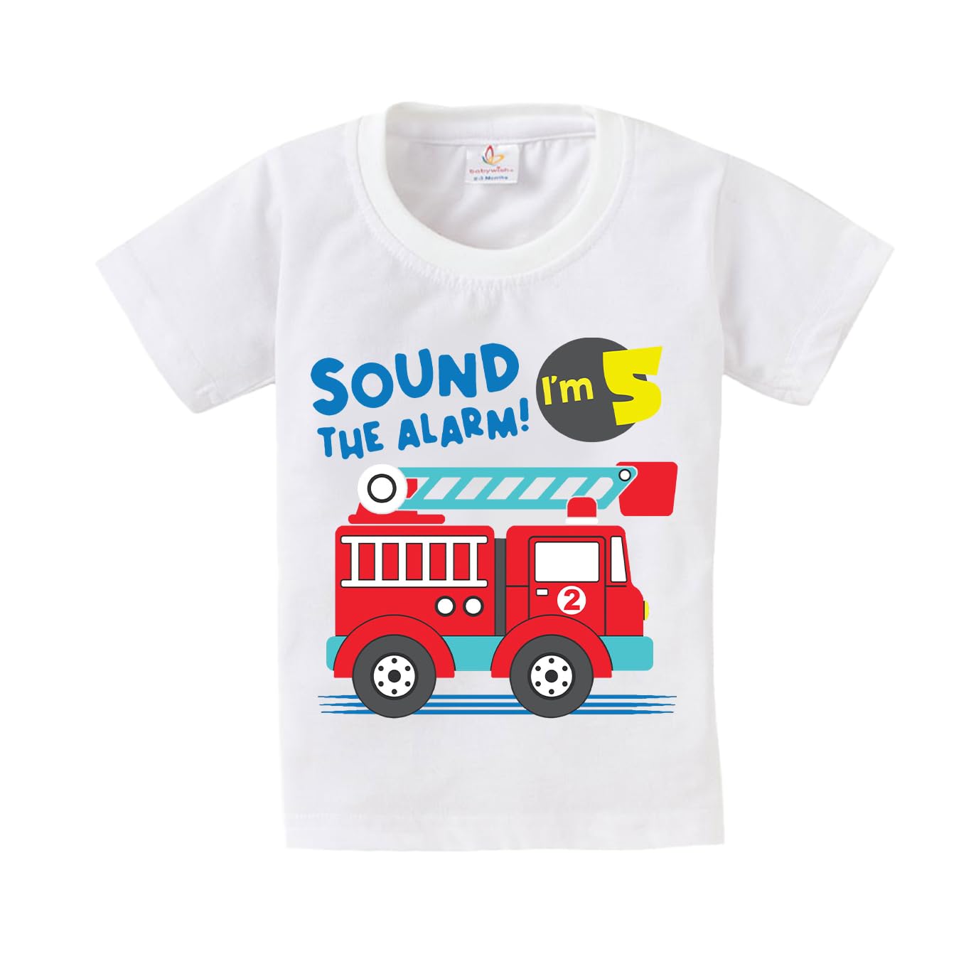 baby wishBirthday Milestone Dress for Boy’s and Girl’s Birthday Tshirt for Kids Happy Birthday T-Shirts Half Sleeve Celebration Birthday boy Girl T-Shirt Sound The Alarm! I’m 5 "