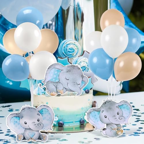 Image of 6 Sets Balloon Stand Kit for Table Elephant Baby Shower Tables Centerpiece with Balloon It's a Boy Baby Shower Decor for Elephant Theme Gender Reveal Birthday Party Decoration Supplies