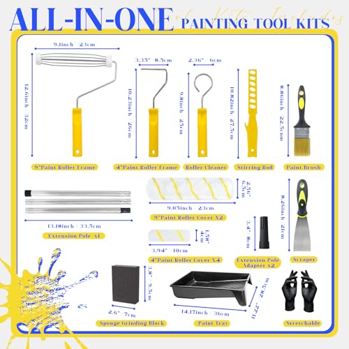 18Pcs Paint Roller Kit with 3.3ft Extension Pole by Krbnk - Image 2