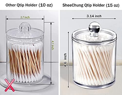 2 Pack Of 15 Oz. Qtip Dispenser Apothecary Jars Bathroom With Labels - Qtip Holder Storage Canister Clear Plastic Acrylic Jar For Cotton Ball,Cotton Swab,Q-Tips,Cotton Rounds (2 Pack Of 15 Oz.，Small ) #TOP3
