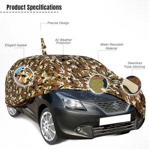 Image of Allextreme 100% Waterproof Car Body Cover for Maruti 800 All Model & Year Triple Stitched with Mirror Pockets Full Bottom Elastic Dustproof & UV Resistant All-Weather Protection (Military /Army)