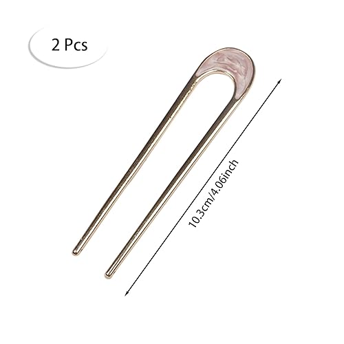 Miniatura 2 de LELEVTXP 2 horquillas de metal en forma de U para mujer, pasador de pelo retro de metal estilo francés, horquillas de pelo simple para mujeres y
