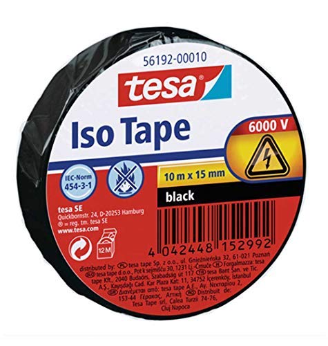 Tesa Isolierband 10m x 15mm Iso Tape (5er Pack/ 5 Farben- Blau, Rot, Schwarz, Grün/ Gelb & Weiß)-2