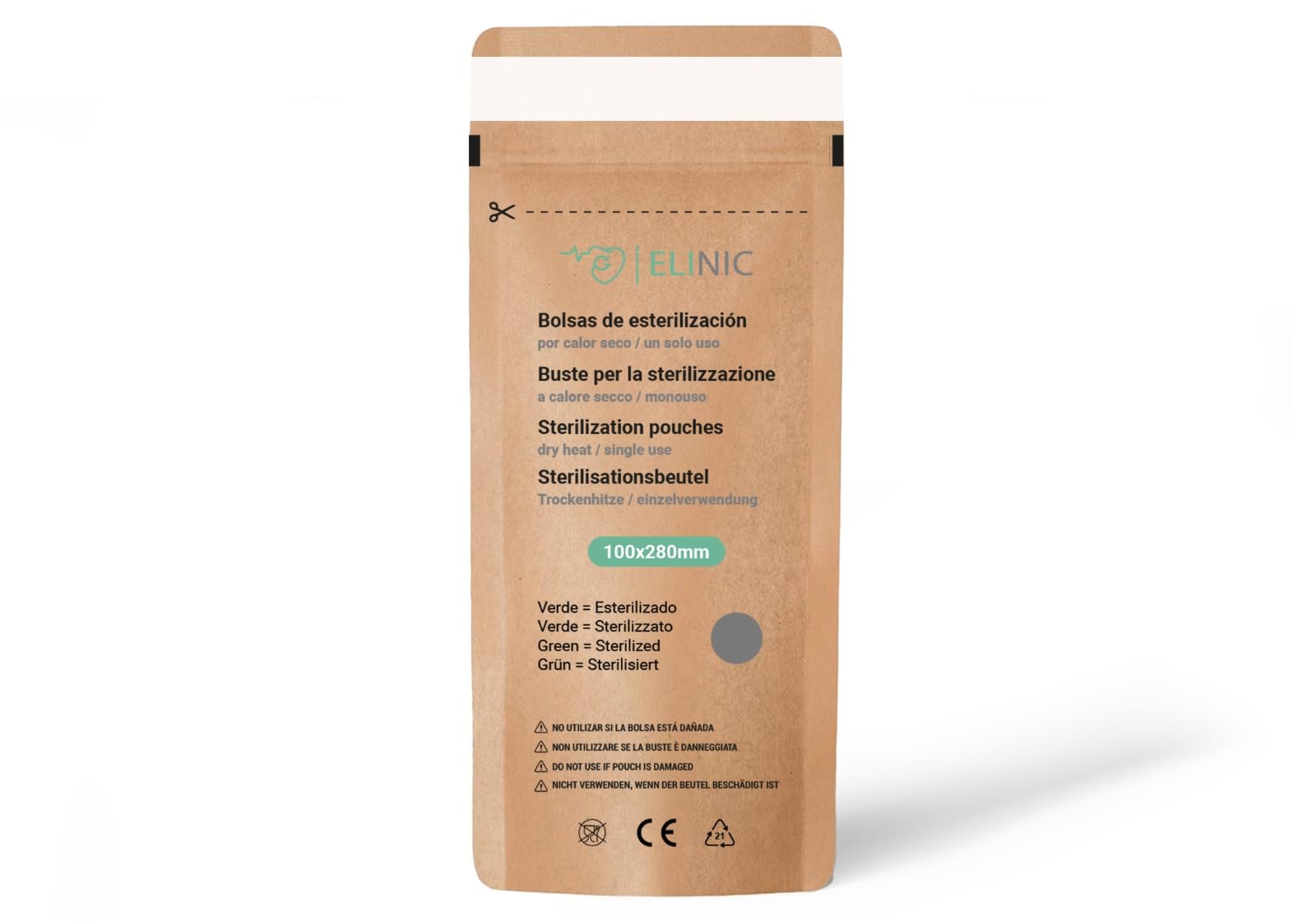 Sacchetti di sterilizzazione per calore secco 100 pz. (100 x 280 mm)