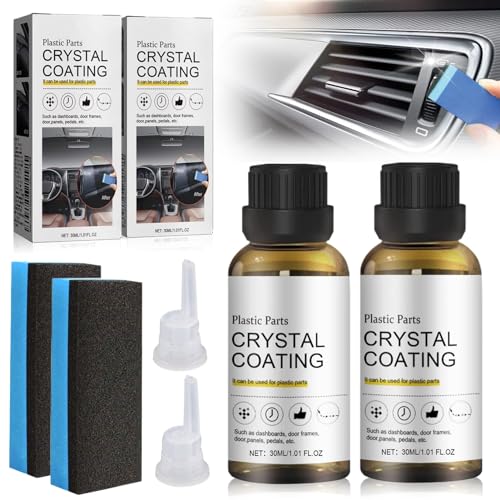 Rinnova Plastiche Auto 2 Pezzi, Rimuovi Graffi con Spugna, Crystal Coating, Ravviva e Protegge Superfici in Plastica