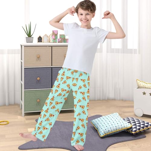 Boy's Pants Funny Pizza Cartoon Blue Jogger Pants Elastic Waist Long Bottoms Trousers with Pockets 6-14 Years4