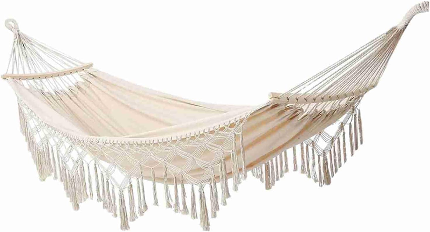 Hammock, Outdoor Hammock Hanging Swing Hamacas Hammock Swing Swing Bed Double Deluxe Hammock for Indoor Outdoor Patio Yard Garden (White)