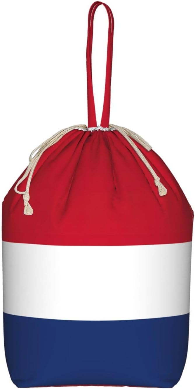Oxford Dutch flag Print Large-capacity drawstring laundry bag with Handles for Dorm,Hotel