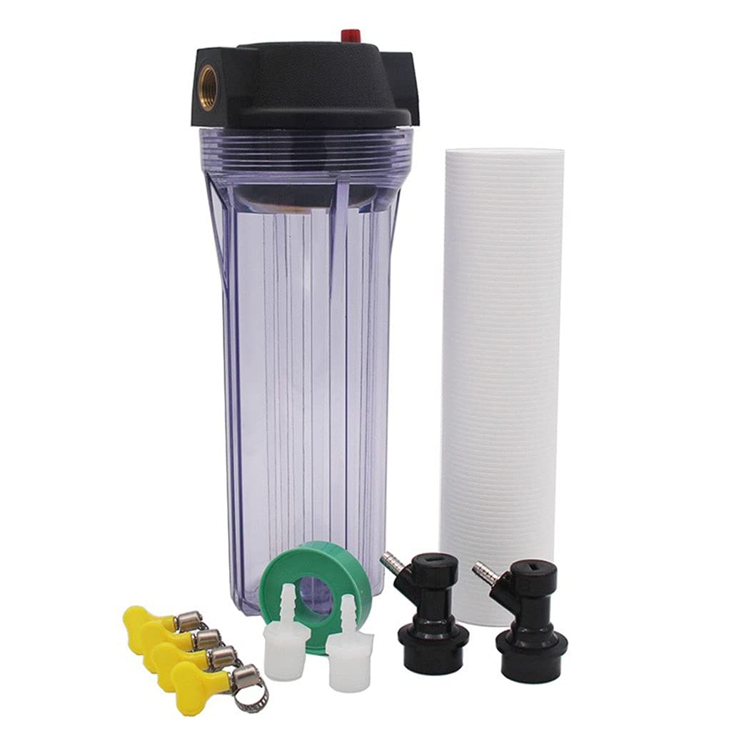 Filtro de Succión de Bomba de Agua, Kit de Filtro de Cerveza casera de una Sola Etapa de 10" Compatible con Manguera de 1/4" de diámetro Interior y Filtro PP de 1 micrón.