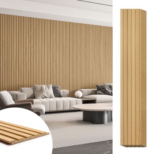 Image of Art3d Wood Slat Wall Panels, Fluted MDF, 6-Pack, 94.6 x 7.4 in,Boxwood