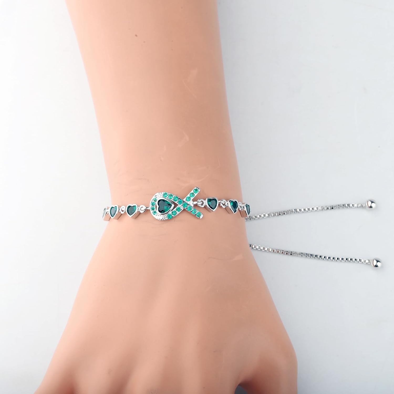 HOLLP Green Awareness Support Gift Green Ribbon Mental Health Awareness Cancer Survivor Necklace Warrior Jewelry - Image 4