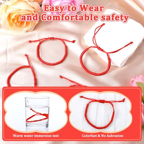 Red String Bracelet, 4Pcs Kabbalah Red Bracelets for Women Men, Waterproof Nylon Adjustable Protection Bracelet for Gifts Good Luck Charm Energy4