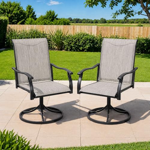 Dovov Outdoor Swivel Dining Chairs Set of 2 Textilene Patio Swivel Chair All Weather Outdoor Dining Chairs 360 Degree Rotating Metal Patio Rocking Chair for Lawn Porch Garden Backyard Poolside