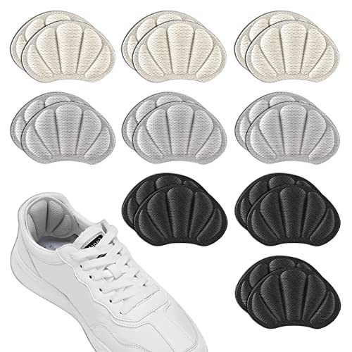 9 Paia Proteggi Tallone,Protezioni per Talloni Scarpe. Salva Tallone per Scarpe.Talloni Autoadesive per Sneaker Troppo Grandi Schiena.Sollievo Dolore,Donne Uomini Cura dei Piedi (Nero/Beige/Grigio)