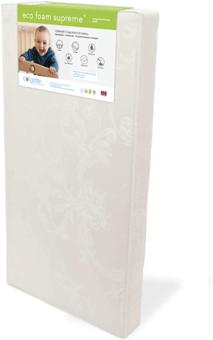EcoFoam Supreme Foam Crib Mattress | Lightweight | Durable | Hypoallergenic | Waterproof Cover | Eco-Friendly