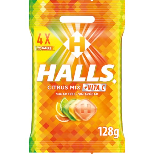 Halls Cítricos Mix Caramelos Duros Sabor Cítrico, 4 x 32g