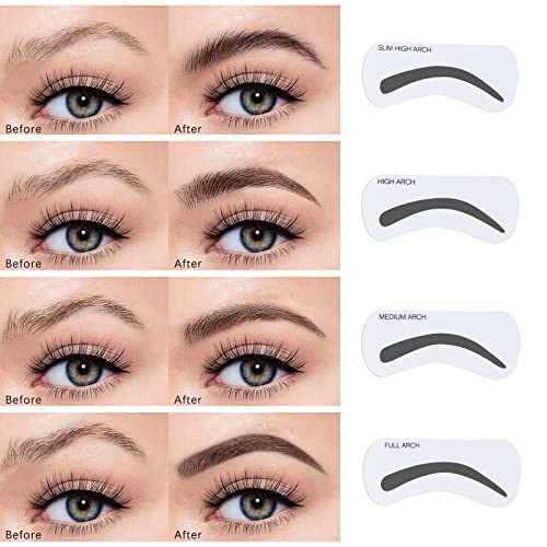 Newbang Eyebrow Palette Kit 5 Colors Brow Wax,12 Colors Eyebrow Powder,Eyebrow Stamp Stencil Kit Waterproof Eye Makeup With Stencils/Brush/Eyebrow Pencil/Soft Bristle&Powder Brush/Sponge Applicator #TOP2