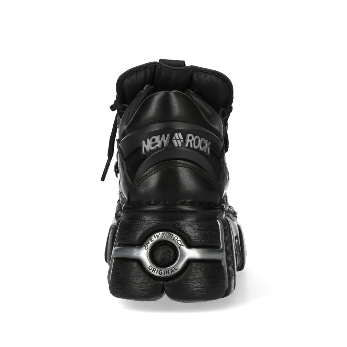 New Rock M-120NR-C1 Black Leather Gothic Platform Ankle Boots: 10.5 Women/10 Men Black