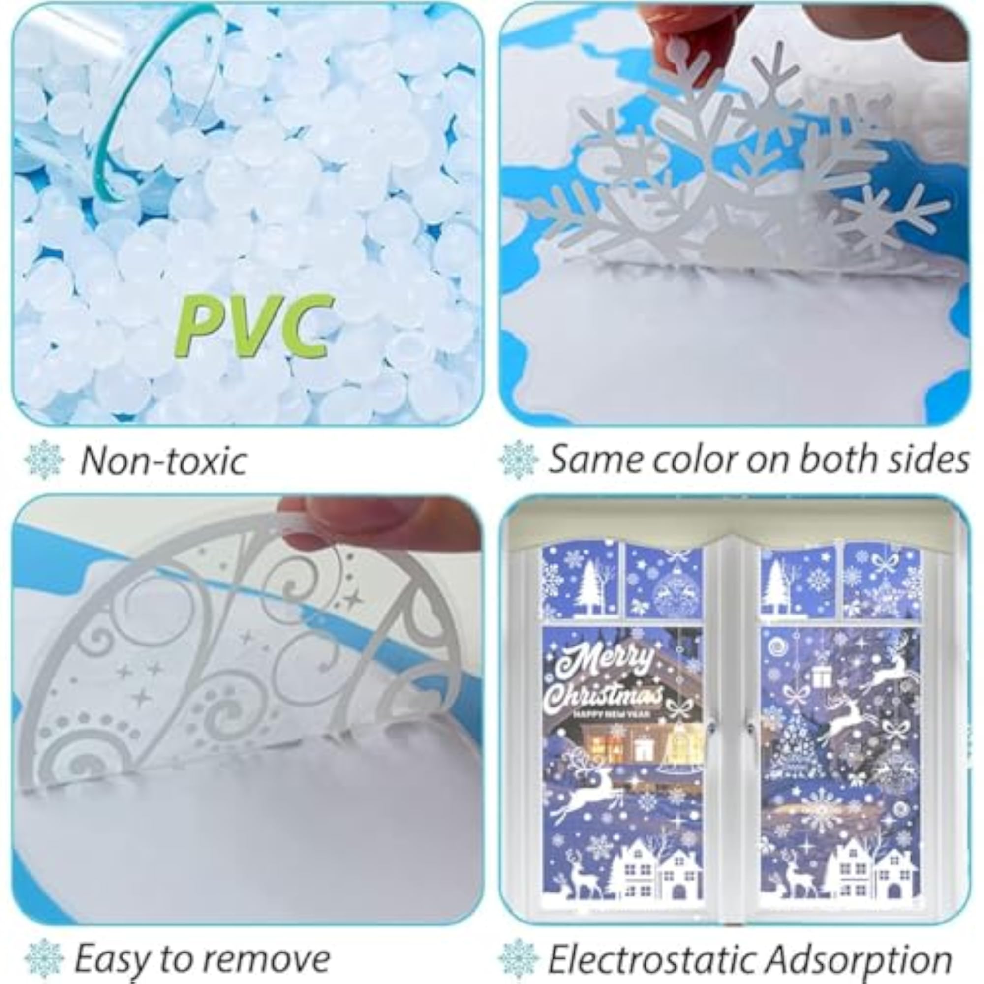 193PCS Christmas Window Stickers, Double Sided Xmas Window Sticker