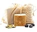 Produktbild Original Aleppo Seife Set, 60% Olivenöl 40% Lorbeeröl Seife inkl. Sisal Seifensäckchen + gratis Reisebeutel, ca.200g, Handmade, Vegan, Naturprodukt, Haarseife, Duschseife, Original Rezeptur