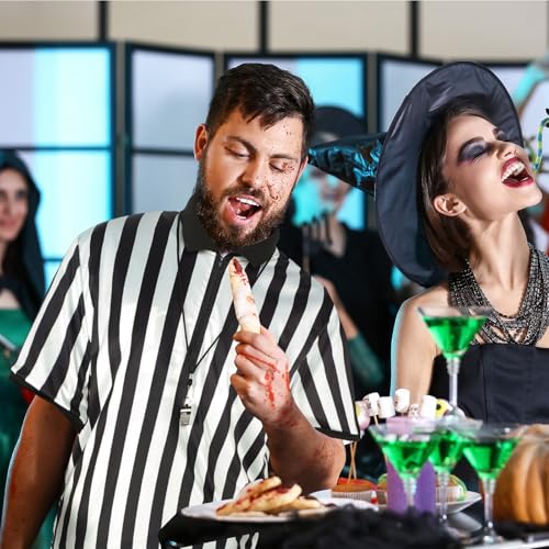 Syhood Referee Shirt Costume Men Women, Penalty Flag Whistle Black White Striped Football Soccer Ref Shirt Halloween - Image 5