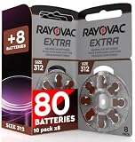 80 Hörgerätebatterien Größe 312 Rayovac Extra + 8 Udivita-Batterien