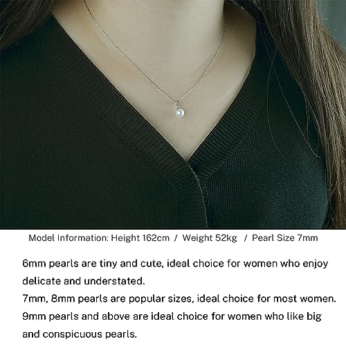 8Mm Round Pendant Single Pearl Necklace Sterling Silver Freshwater Cultured Pearl Necklace For Women #TOP1