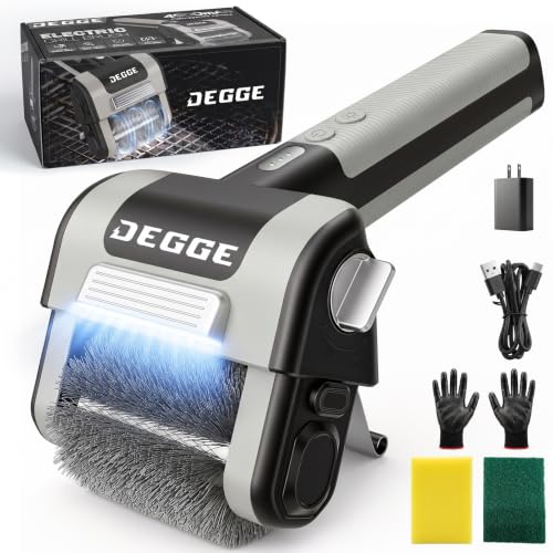 Electric Grill Brush, Cordless BBQ Grill Cleaner with 4500mAh Battery, 800RPM High-Torque Motor, Built-in LED Light, 304 Stainless Steel Roller Brush for Uncoated Gas & Charcoal Grills