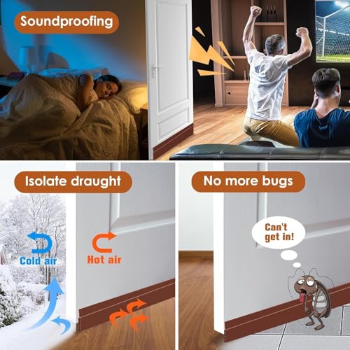 Image of Door Draft Stopper, Silicon Door Bottom Sealing Strip, Door Bottom Sealing Strip Guard, Self Adhesive Door Gap Filler Rubber,Protector from Cockroach,1M (Brown, Pack of 1)