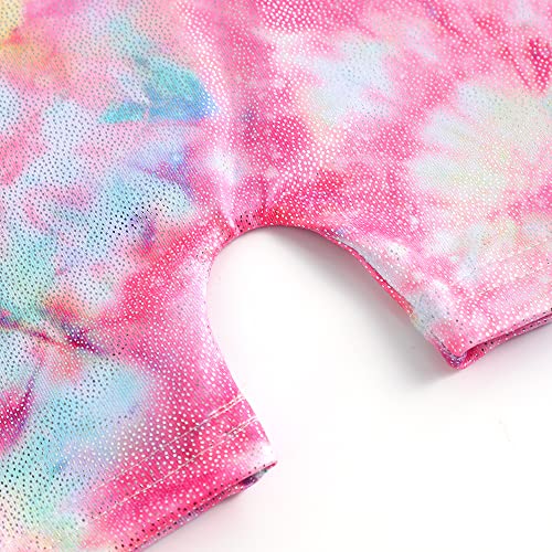 Image of HOZIY Gymnastics Leotards for Girls with Shorts Toddlers Biketards Rainbow Unicorn Dinosaur Mermaid Leopard Flower Galaxy
