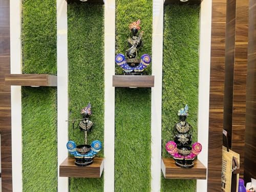 Image of OVIK Metal Multicolor Musician Set of 3 with T-Light Stand Playing Musical Instrument Idol Handpainted Figurine Showpiece for Home Decor Tv Unit Living Room Office Decor (Each Size 7x12 Inch)