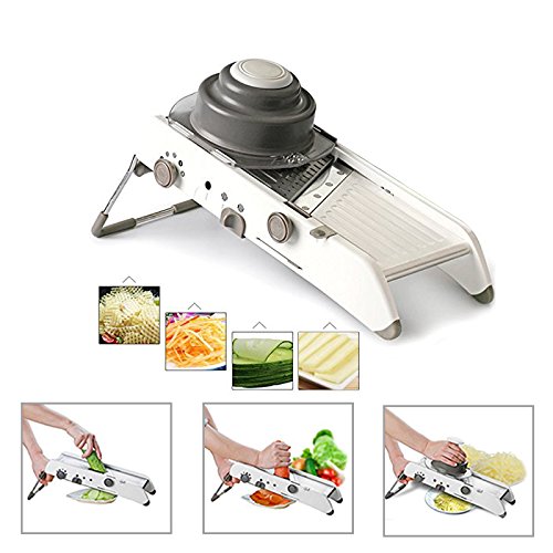 Mandoline slicer with FREE SAFETY GLOVE,Adjustable Mandoline Slicer Kitchen Stainless Steel