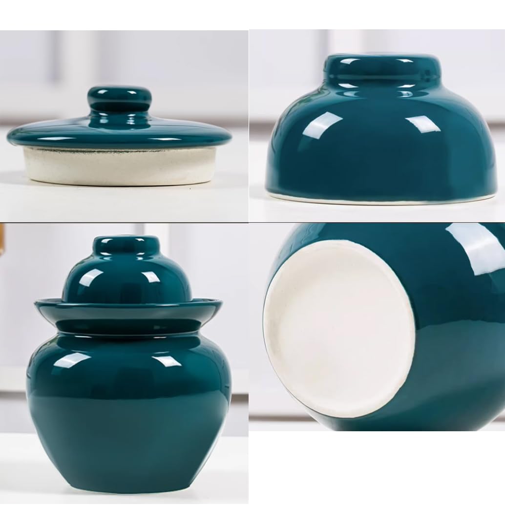 Ceramiczny słoik na marynaty z pokrywkami, duży tradycyjny chiński porcelanowy słoik do marynowania, ceramiczny garnek fermentacyjny z uszczelką wodną pokrywką śluzy powietrznej, garnek z kapustą