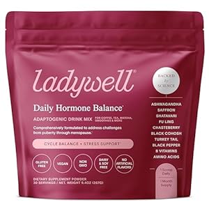 Ladywell Daily Hormone Balance Powder | Natural Cycle Support for Women | Supports Mood, Bloating, Cramps, Skin Health & Cravings with Chasteberry, B Vitamins, Ashwagandha, Saffron + | 30 Servings