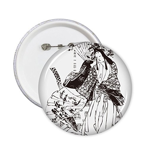 Badge Japonais Kimono Femme Sakura XL grand format à épingle pour décoration textile durable