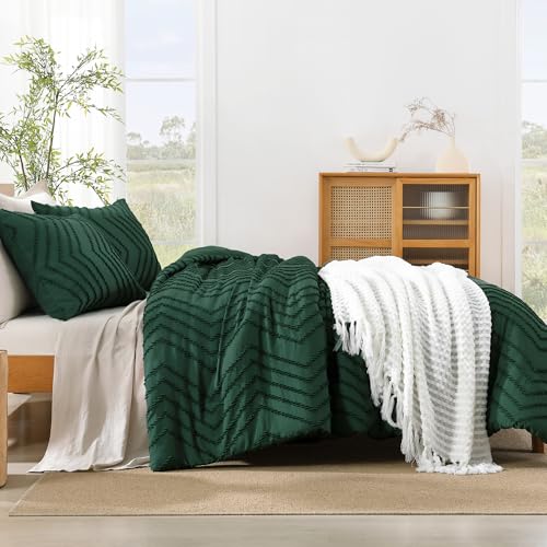 Image of Litanika 3 Pcs Emerald Green Boho Oversized Super King Comforter Set