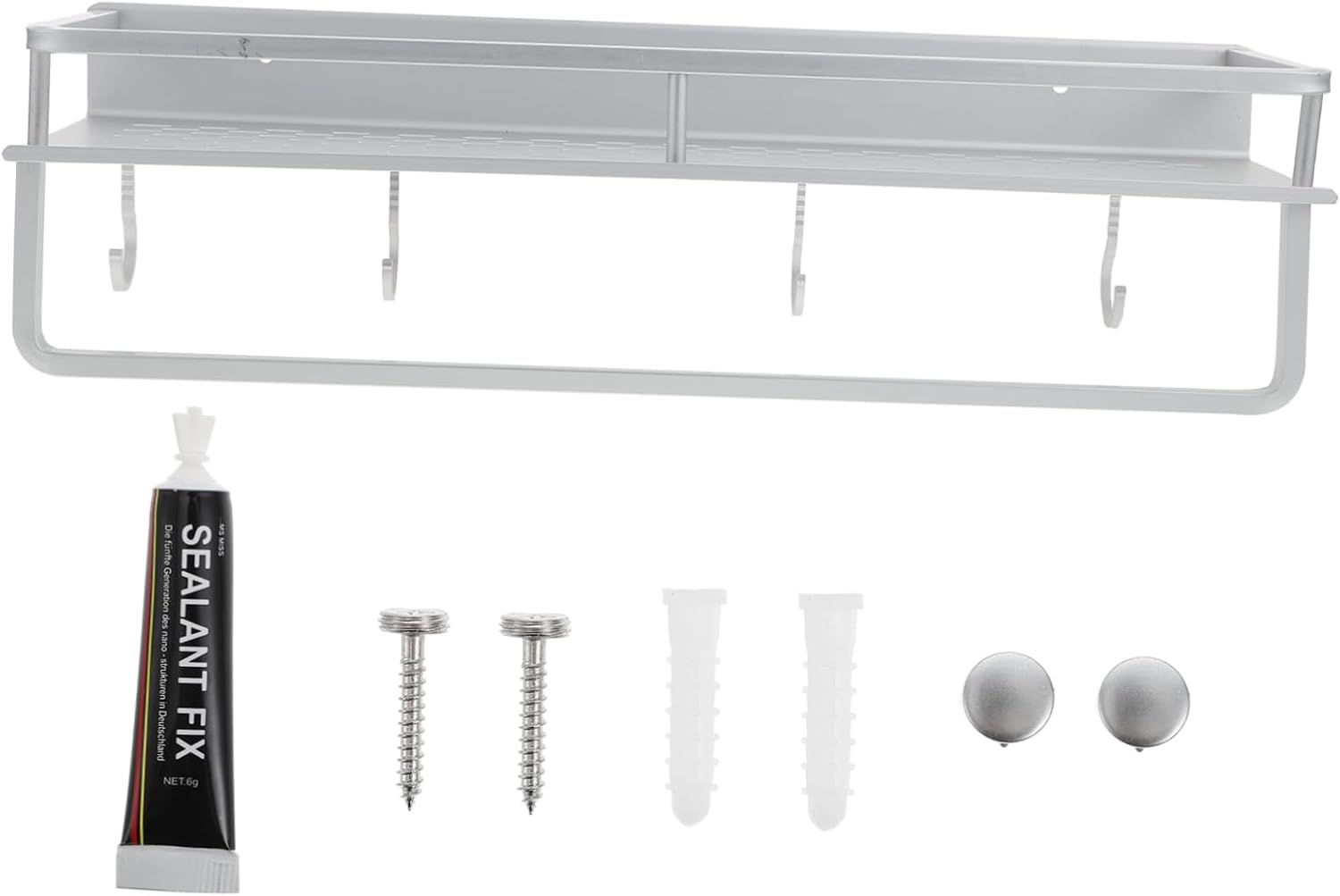 Wall Hanging Storage Rack, Bathroom Organizing Rack with Drainage