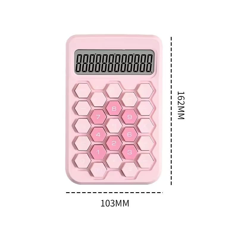Image of Colorful Candy Mechanical Calculator - Cute 12 Digit Large LCD Display, Big Round Button, Easy to Press - for School, Office, Business, Home - Automatic Sleep (Multi-Color) (Design-4)
