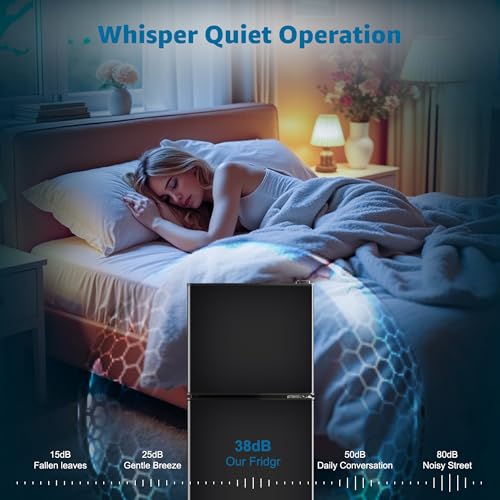 Image of 5.0 Cu. Ft Dorm Fridge for Apartment with Freezer, Small Refrigerator with 7-Level Adjustable Thermostat, Compact Mini Fridge for Kitchen, Dorm, Office, Black