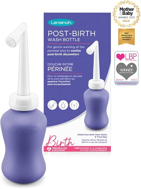 Lansinoh Post-Birth Wash Bottle 360ml Recovery Postpartum Portable Bidet Travel Bag Hospital New Mum Essential