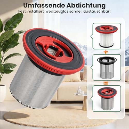 12040193 Ersatzfilter für Bosch Unlimited Serie 7 schnurlosen Staubsauger BKS711XXL BBS711W BBS712A BCS711GB BKS711MALL, 2 HEPA-Filter + 1 Edelstahl-Vorfilter