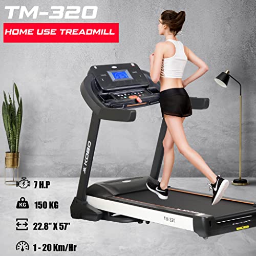 Image of Kobo TM-215 Stainless-Steel 2.5 HP - 5 HP Peak DC Motorised Treadmill for Home Use with Bluetooth Connectivity APP, Free Installation Assistance (Black) (TM-320)