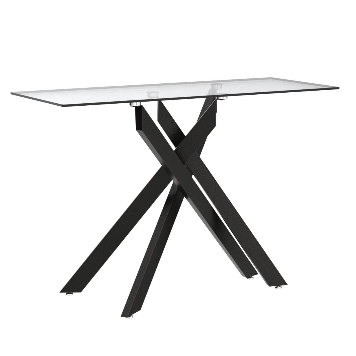 Consolle 110x40 cm con piano in vetro temperato e gambe cromo - Broky