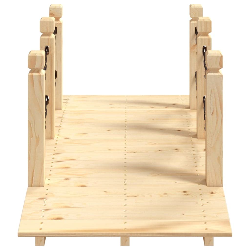 Ponte da giardino con ringhiera per catena, 150 x 67 x 56 cm, in legno massello di abete rosso, per giardino, terrazza, esterno