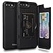 TORU CX PRO iPhone 8 Plus Wallet Case with Hidden ID Slot Credit Card Holder Hard Cover & Mirror for iPhone 8 Plus / iPhone 7 Plus - Matte Black