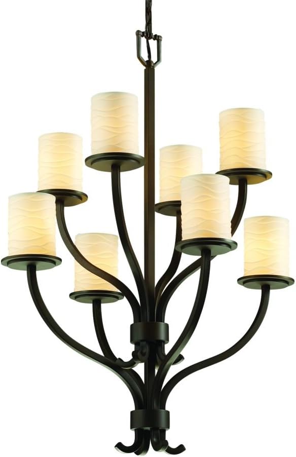 Justice Design Group POR-8788-10-WAVE-NCKL Limoges Collection Sonoma 8-Light 2-Tier Chandelier