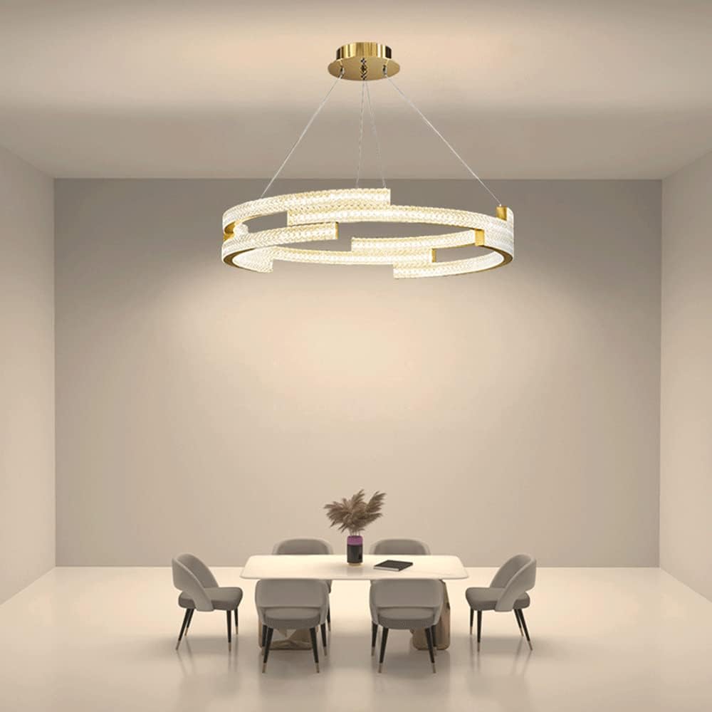 Lampe Suspendue Créative Pour Chambre À Coucher, Lampe Suspendue En Alliage D'Alumiavec Abat-Jour En Cristal Intégré, Lampes De Suspension D'Éclairage Décoratif De Salle À Manger Simple, Lumiè