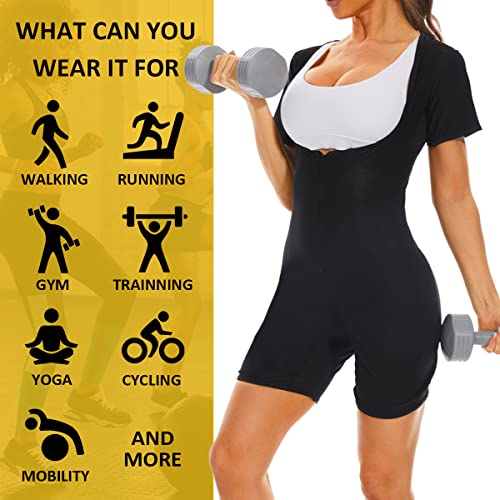 Quafort Full Body Shapewear Sauna Suit Neoprene Sweat Bodysuit Gym Shaper With Sleeve #TOP5