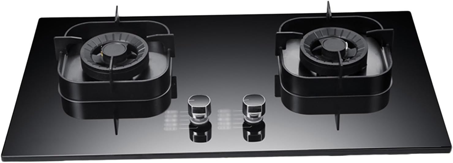 Gas Cooktop 2 Burners,Tempered Glass Desktop/Embedded Gas Burner Stove,17760 BTU LPG/NG Gas Stove,Suitable for Home and Commercial Use (Size : LPG), 18648
